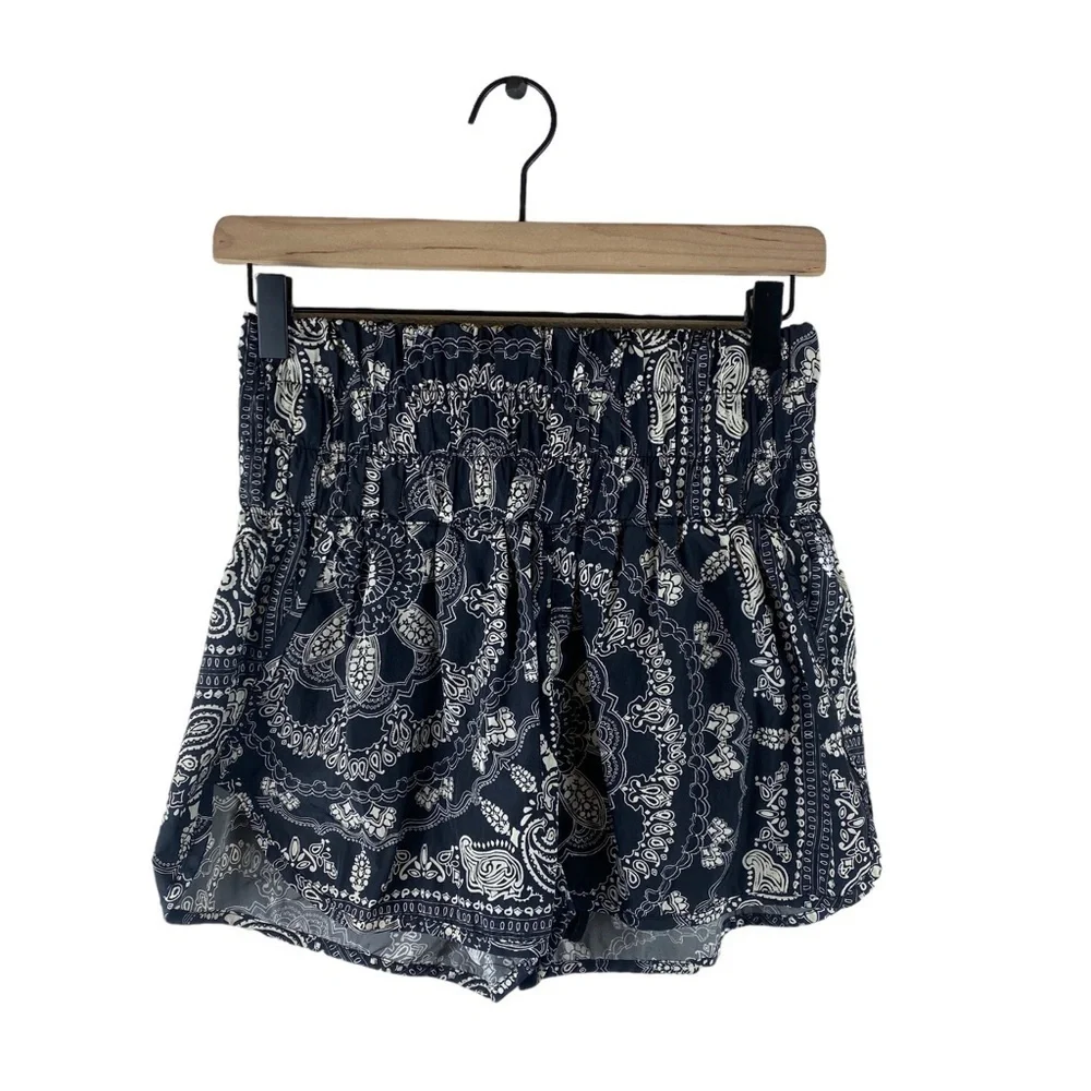 Free People Movement The Way Home Printed black Bandana Shorts High Waisted M